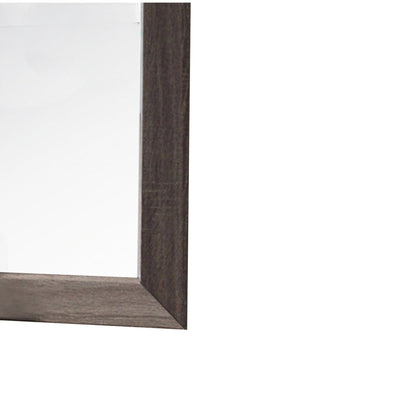 Benzara Brown and Silver Rectangular and Bulged Wooden Frame Dresser Top Mirror