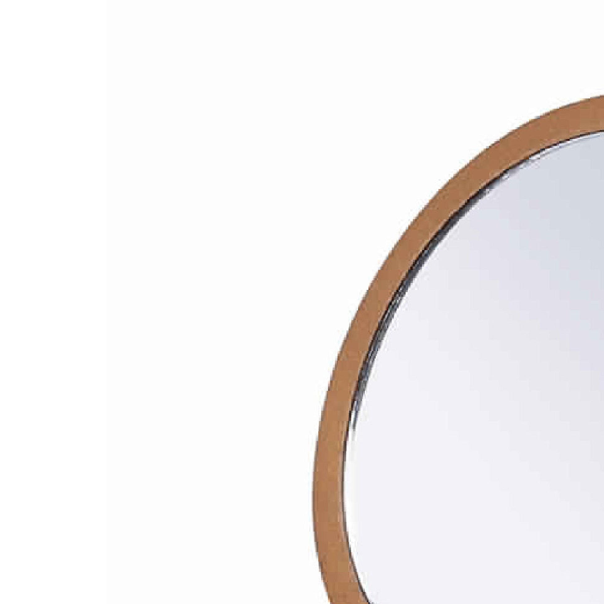 Benzara Brown and Silver Round Wooden Framed Makeup Mirror With Pedestal Base