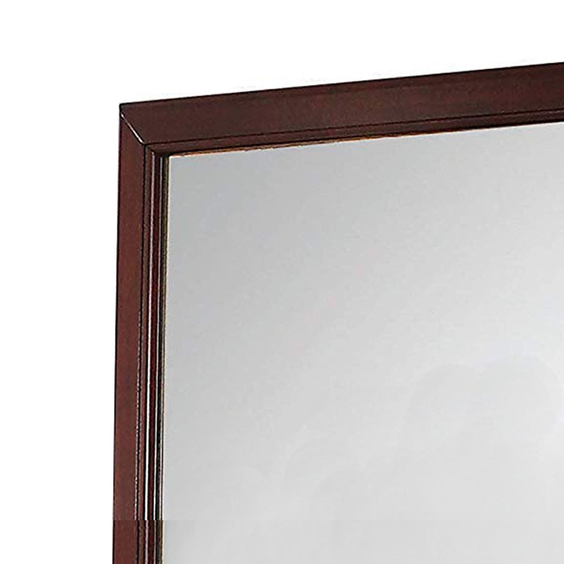 Benzara Brown and Silver Transitional Style Raised Wooden Framed Wall Mirror