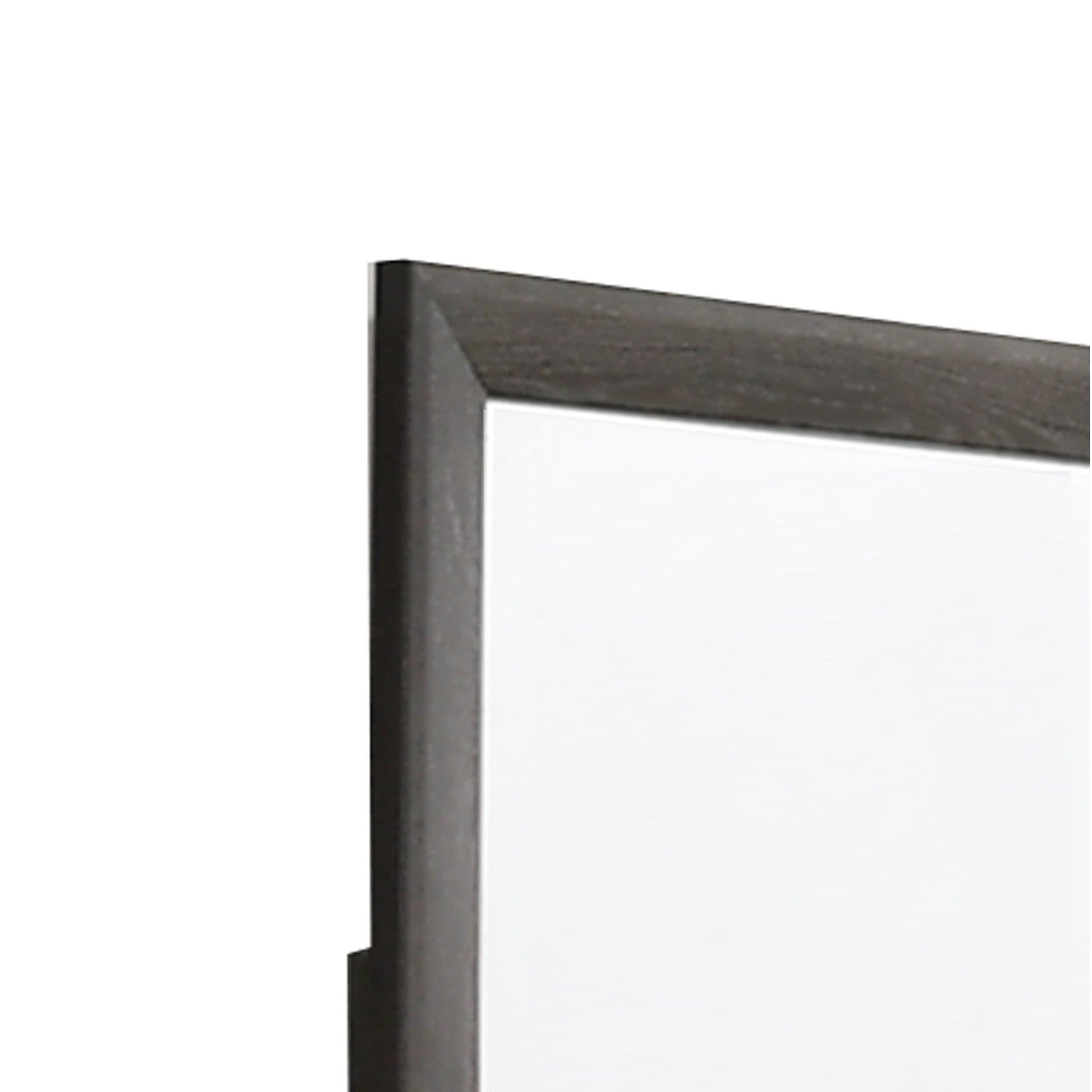 Benzara Brown and Silver Transitional Style Rectangular Wooden Frame Dresser Mirror