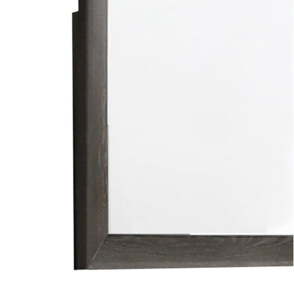 Benzara Brown and Silver Transitional Style Rectangular Wooden Frame Dresser Mirror