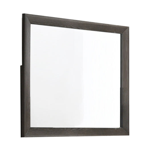 Benzara Brown and Silver Transitional Style Rectangular Wooden Frame Dresser Mirror