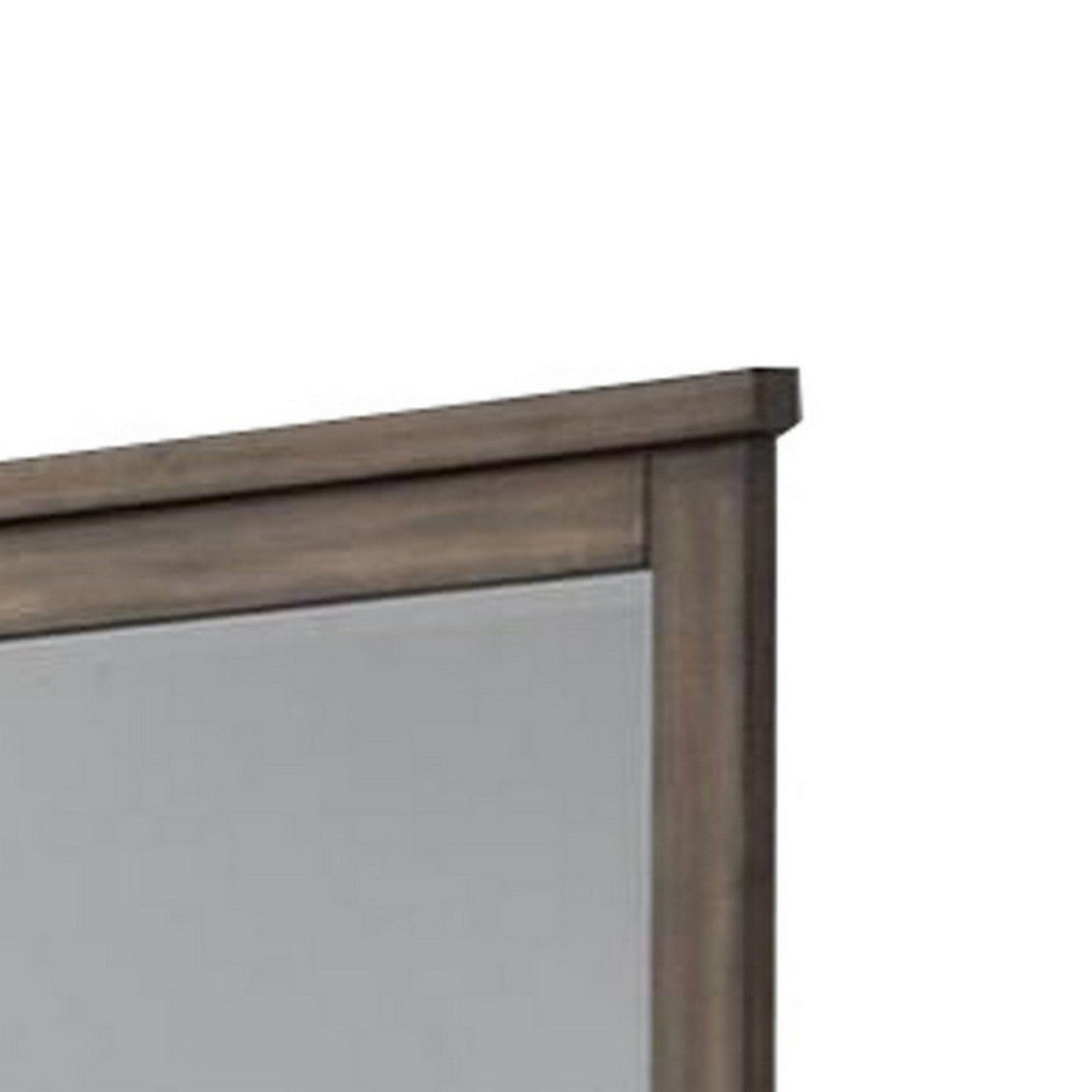 Benzara Brown and Silver Transitional Style Wooden Frame Rectangular Dresser Mirror