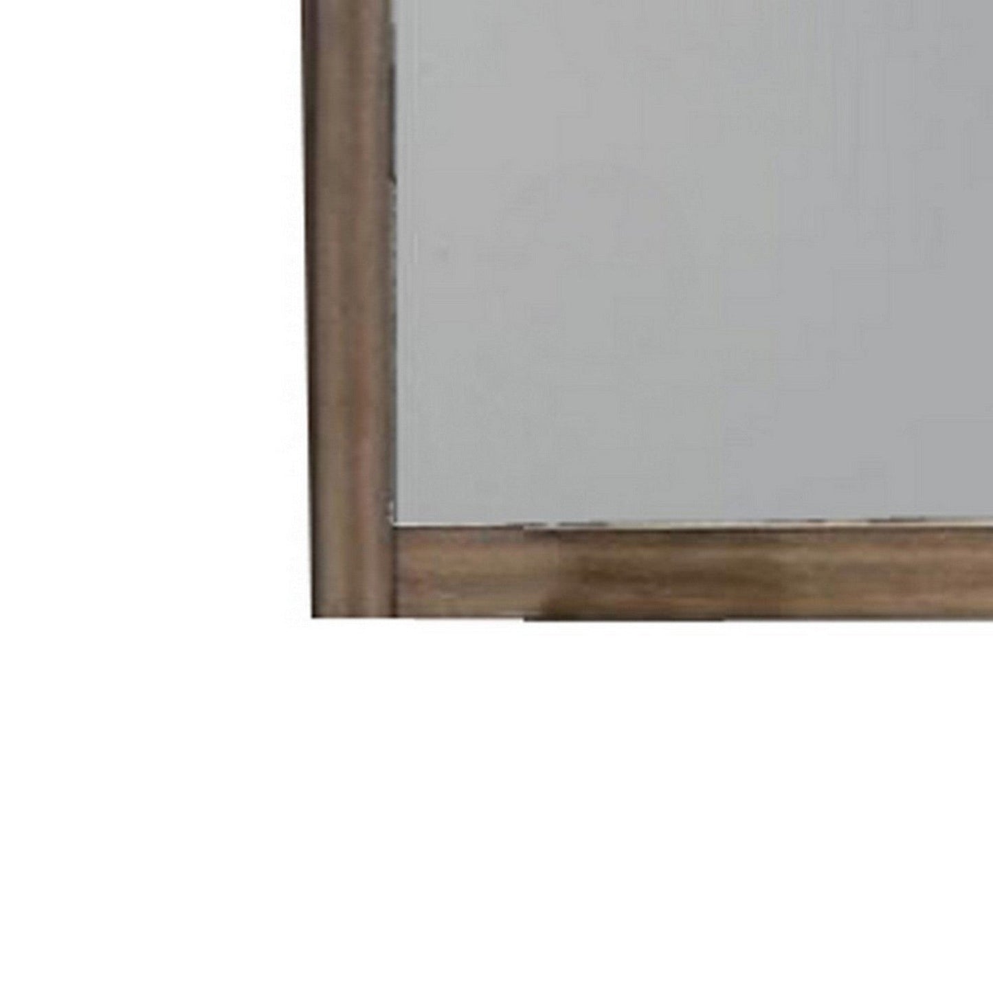 Benzara Brown and Silver Transitional Style Wooden Frame Rectangular Dresser Mirror