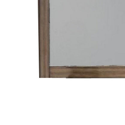 Benzara Brown and Silver Transitional Style Wooden Frame Rectangular Dresser Mirror