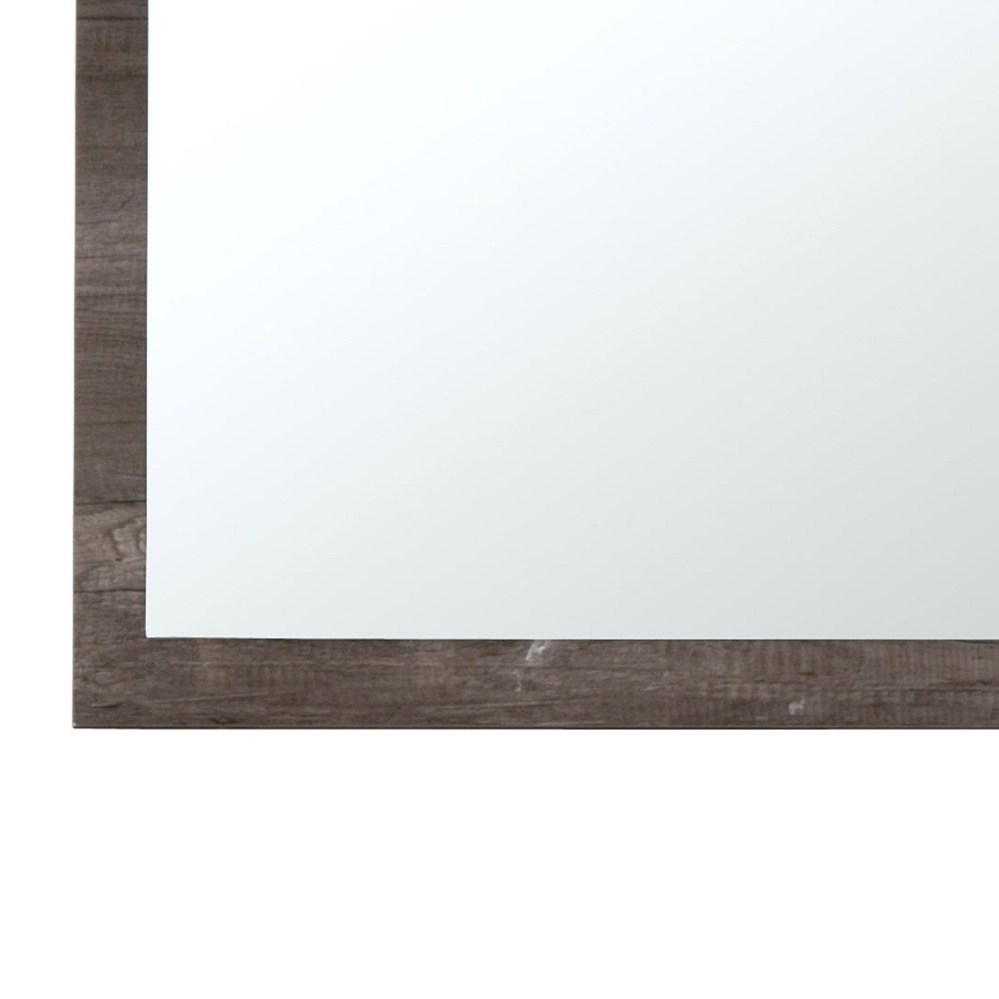 Benzara Brown and Silver U Shaped Grained Wood Encased Wall Mirror