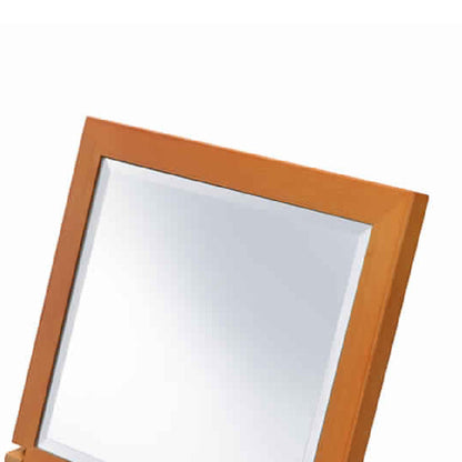 Benzara Brown and Silver Wooden Rectangular Tilted Bevelled Mirror