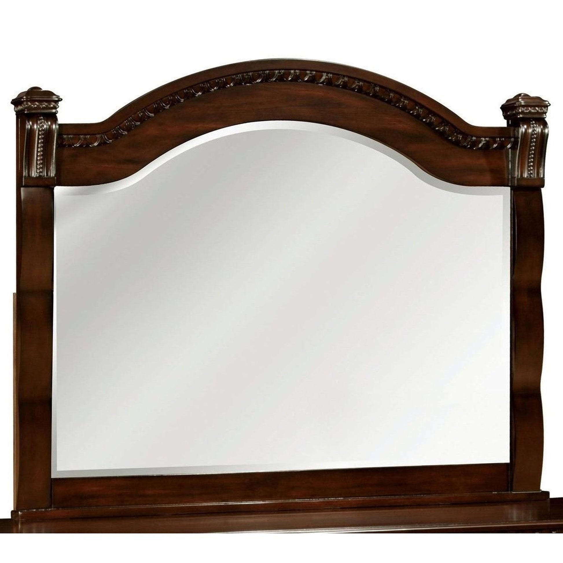 Benzara Burleigh Cherry Transitional Style Wooden Framed Wall Mirror