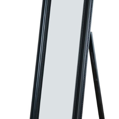 Benzara Camilla 71" Black Full Length Standing Mirror With Decorative Design
