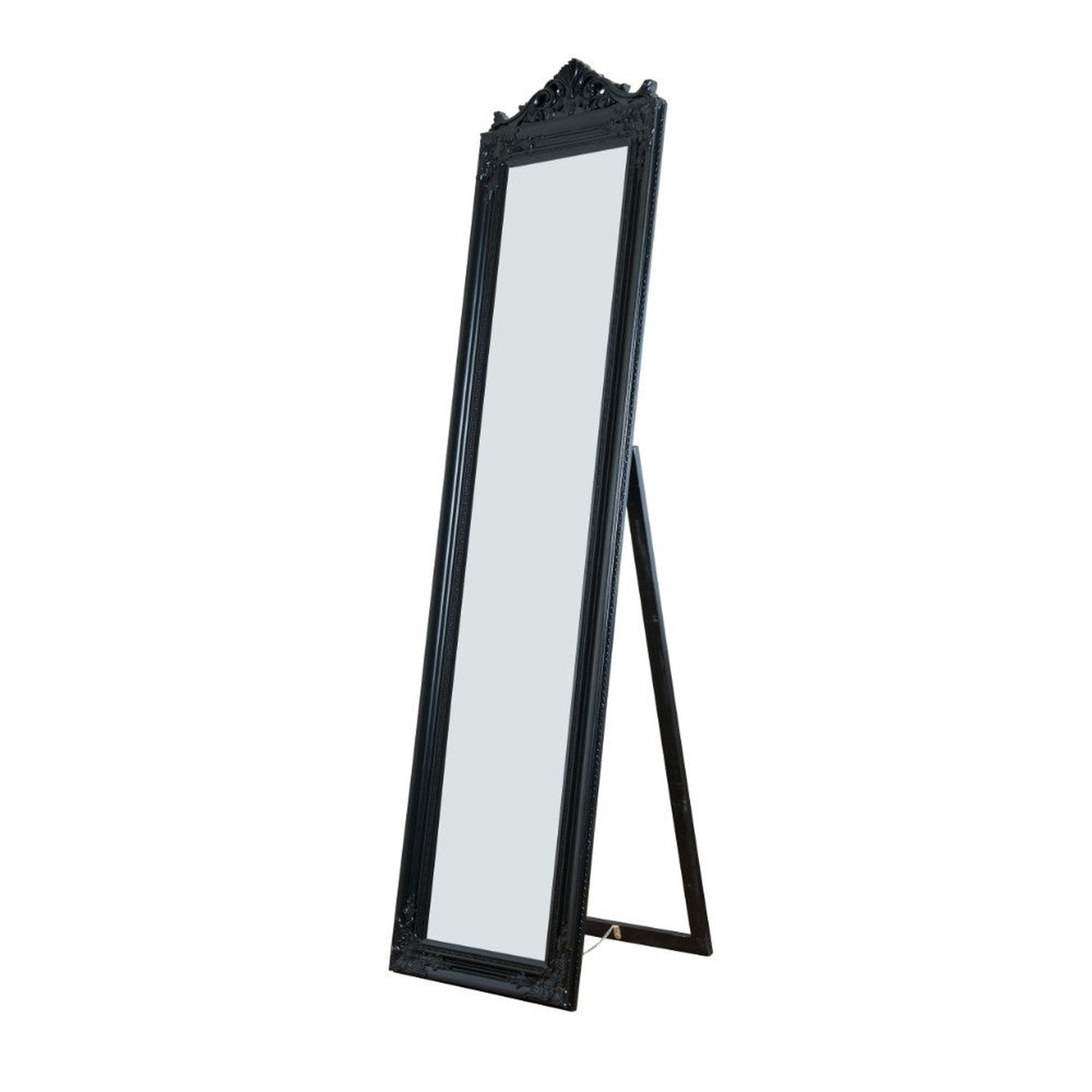 Benzara Camilla 71" Black Full Length Standing Mirror With Decorative Design