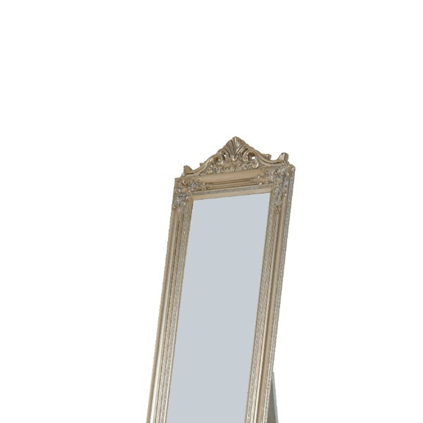 Benzara Camilla 71" Champagne Full Length Standing Mirror With Decorative Design