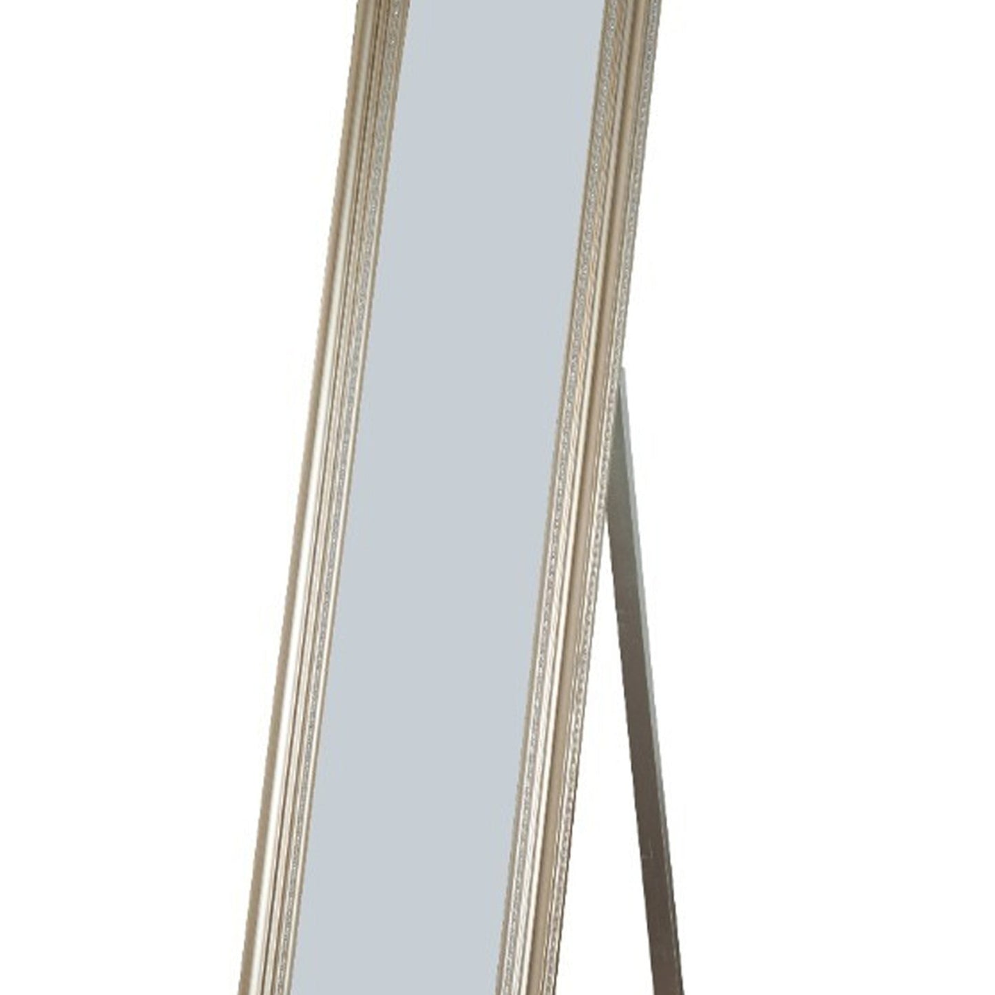 Benzara Camilla 71" Champagne Full Length Standing Mirror With Decorative Design