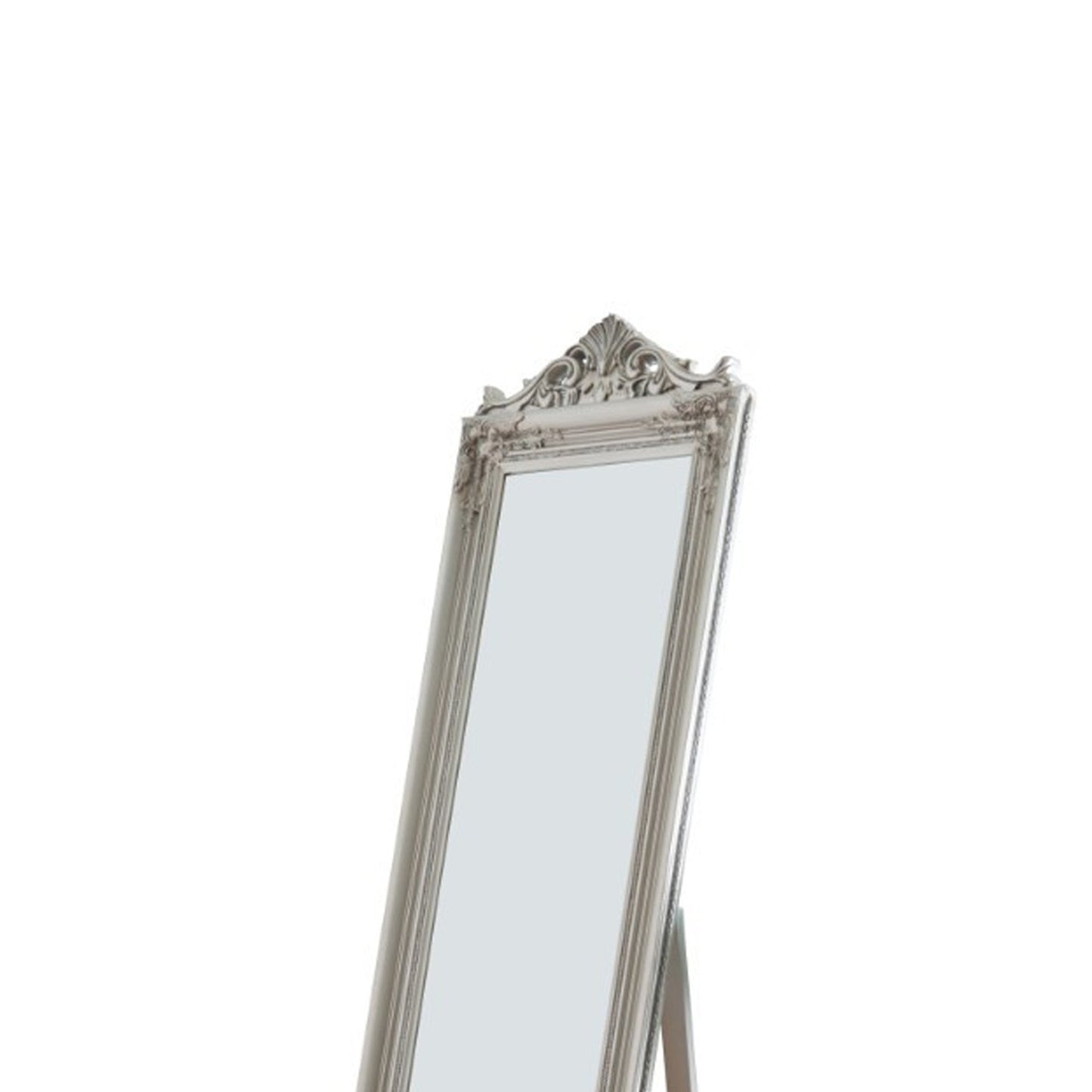 Benzara Camilla 71" Silver Full Length Standing Mirror With Decorative Design