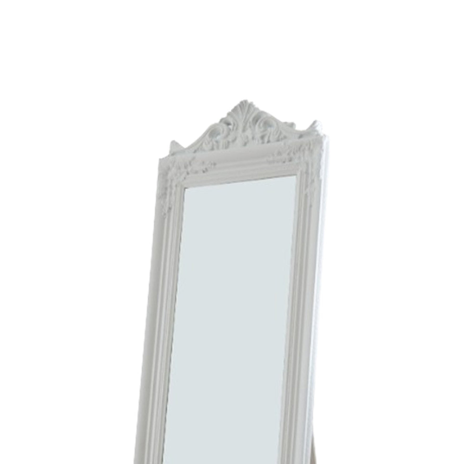 Benzara Camilla 71" White Full Length Standing Mirror With Decorative Design