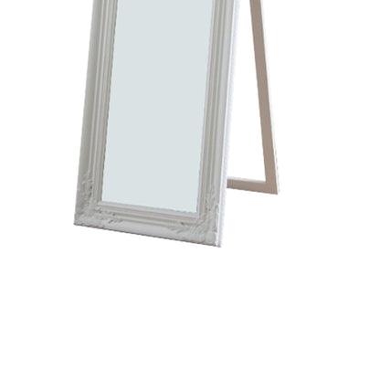 Benzara Camilla 71" White Full Length Standing Mirror With Decorative Design