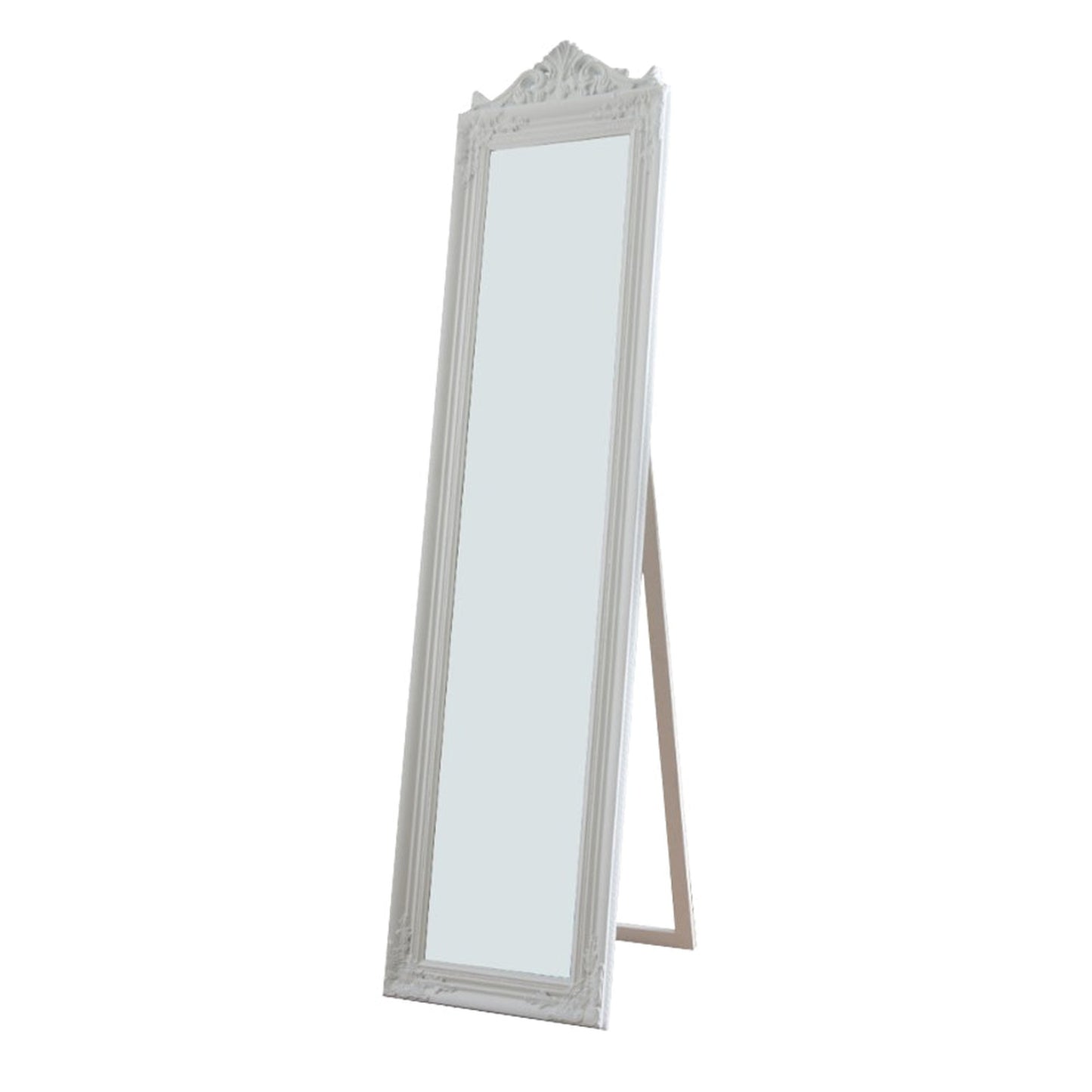 Benzara Camilla 71" White Full Length Standing Mirror With Decorative Design
