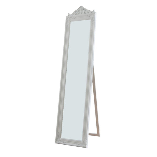 Benzara Camilla 71" White Full Length Standing Mirror With Decorative Design