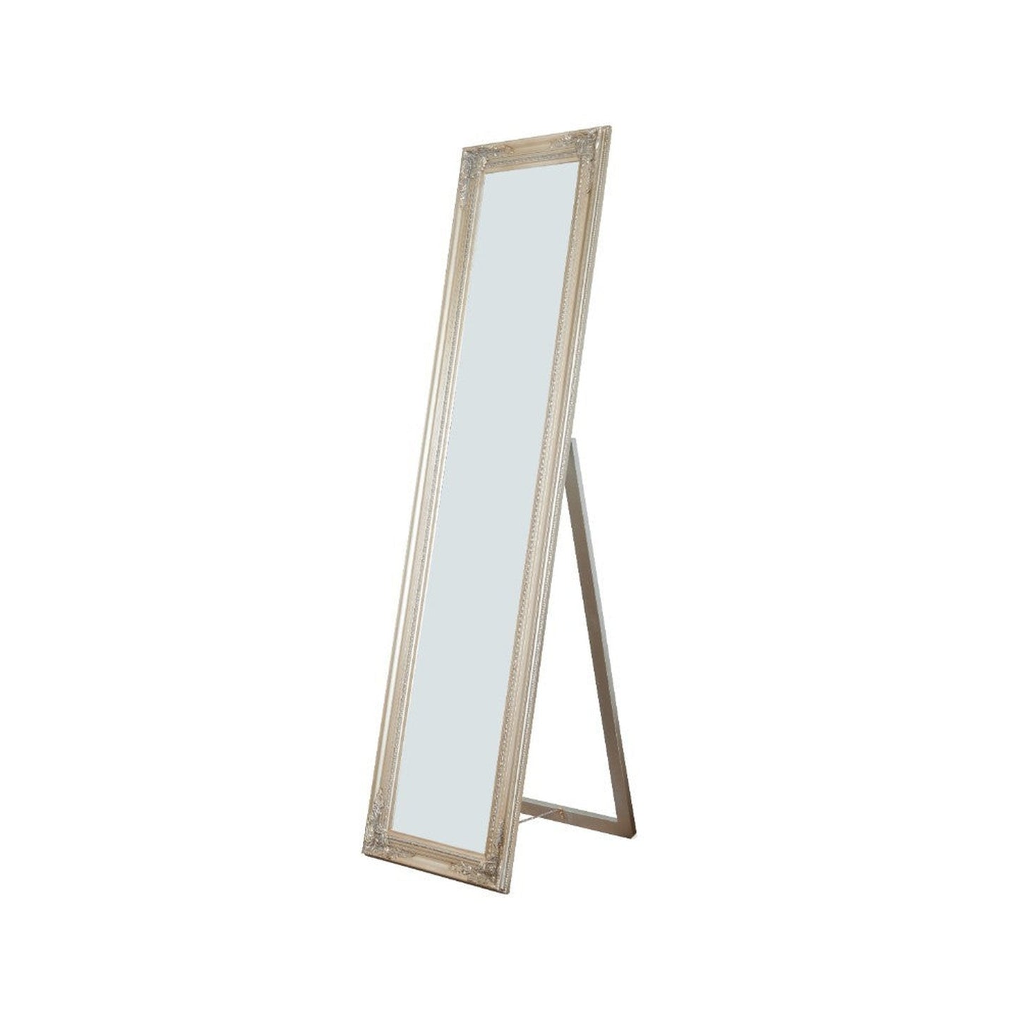 Benzara Cecilia 63" Champagne Gold Full Length Standing Mirror With Decorative Design