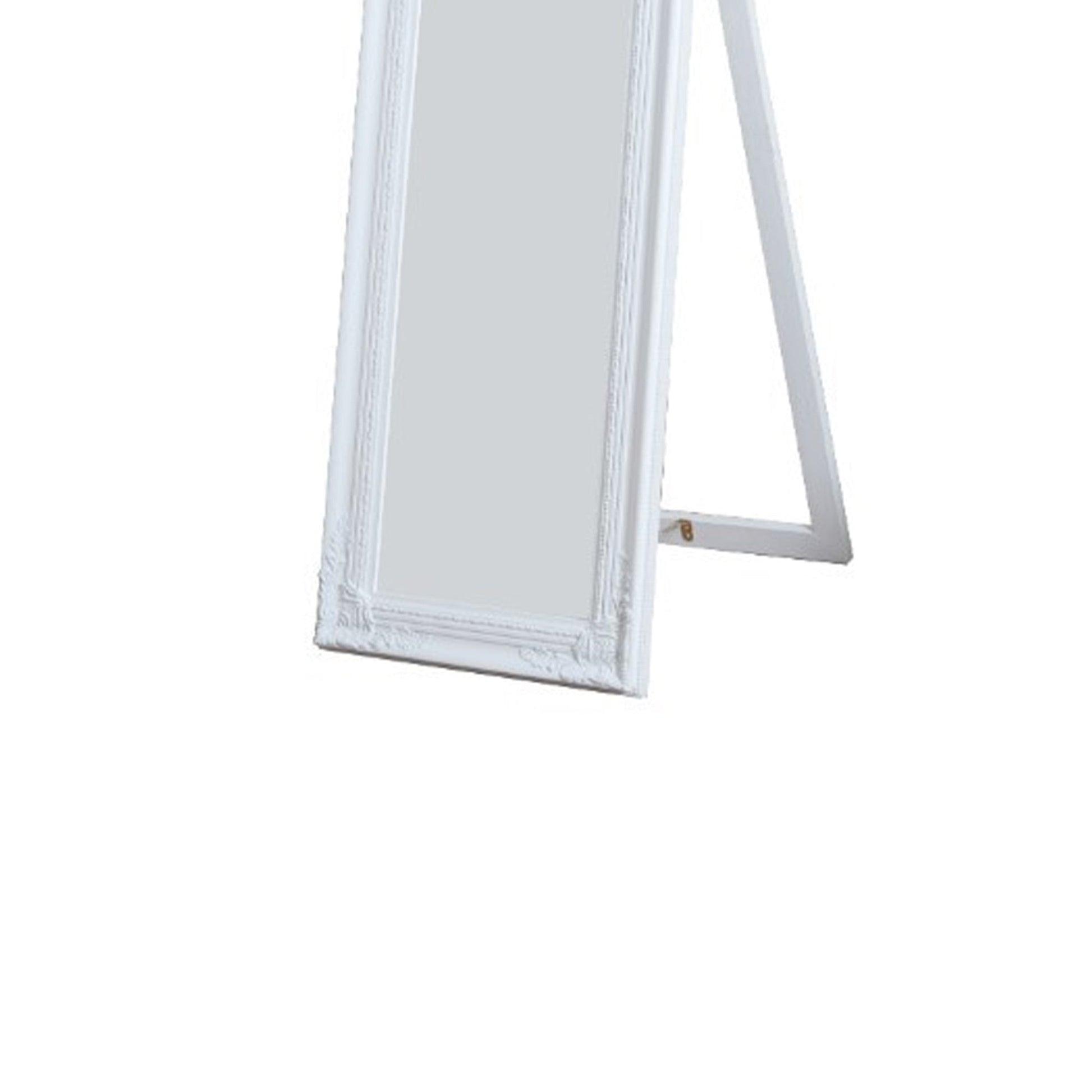 Benzara Cecilia 63" White Full Length Standing Mirror With Decorative Design