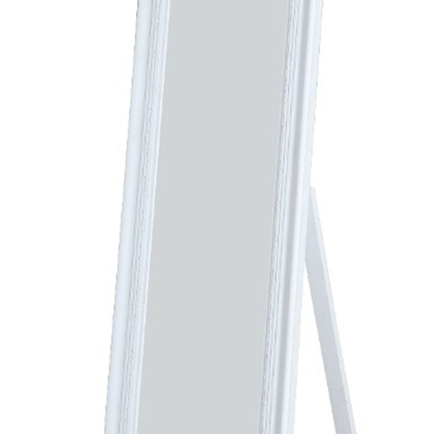 Benzara Cecilia 63" White Full Length Standing Mirror With Decorative Design