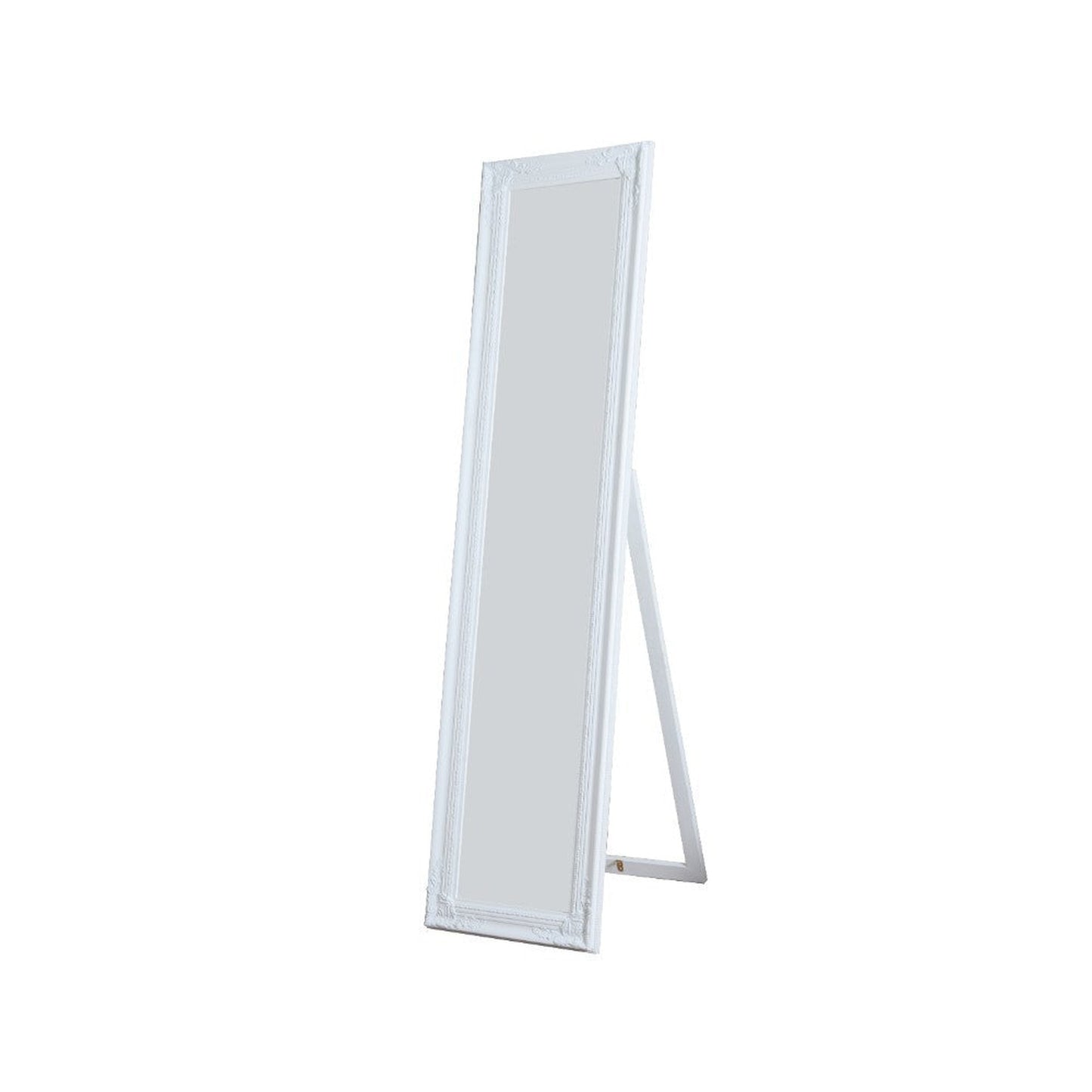 Benzara Cecilia 63" White Full Length Standing Mirror With Decorative Design