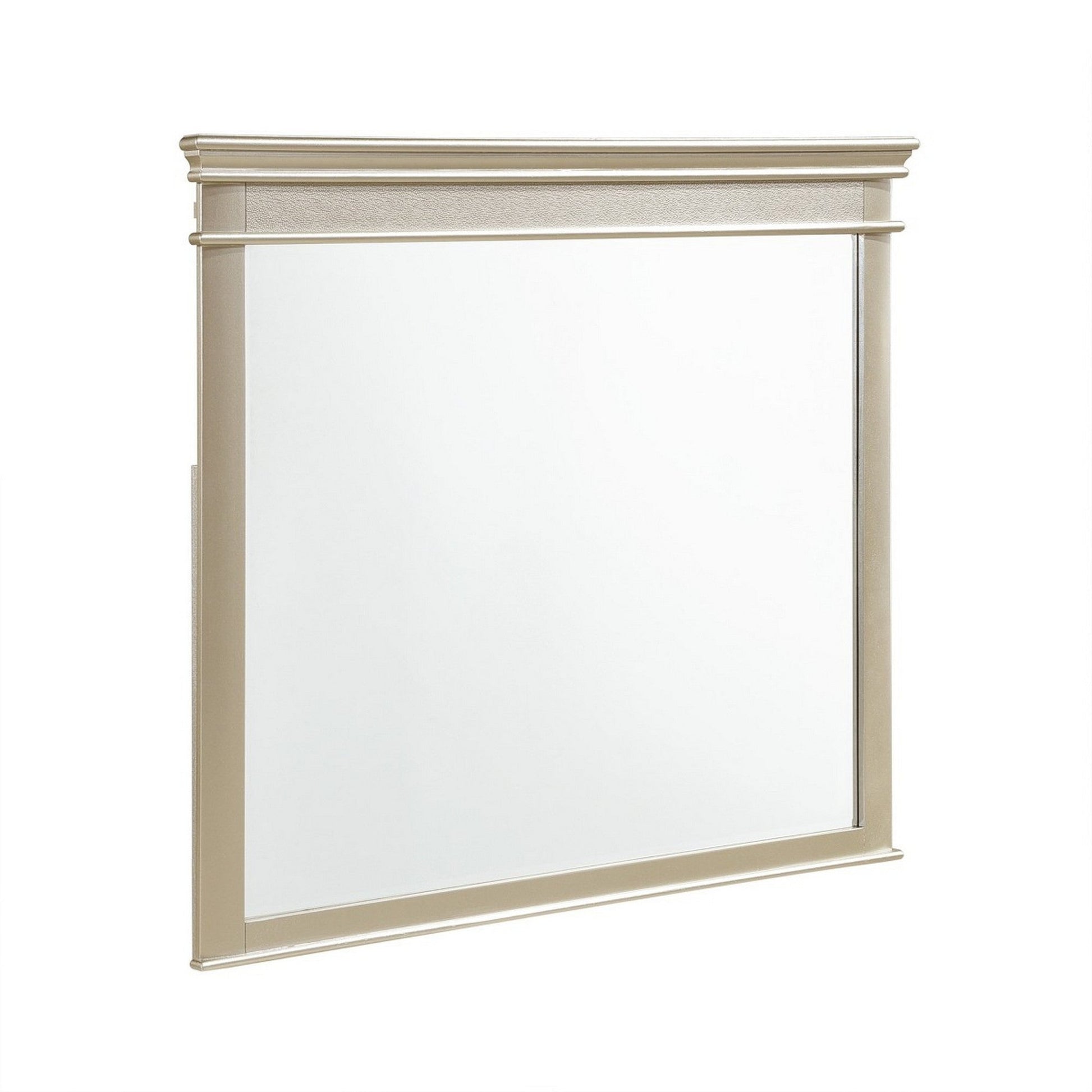 Benzara Champagne Silver Rectangular Molded Wood Encased Mirror