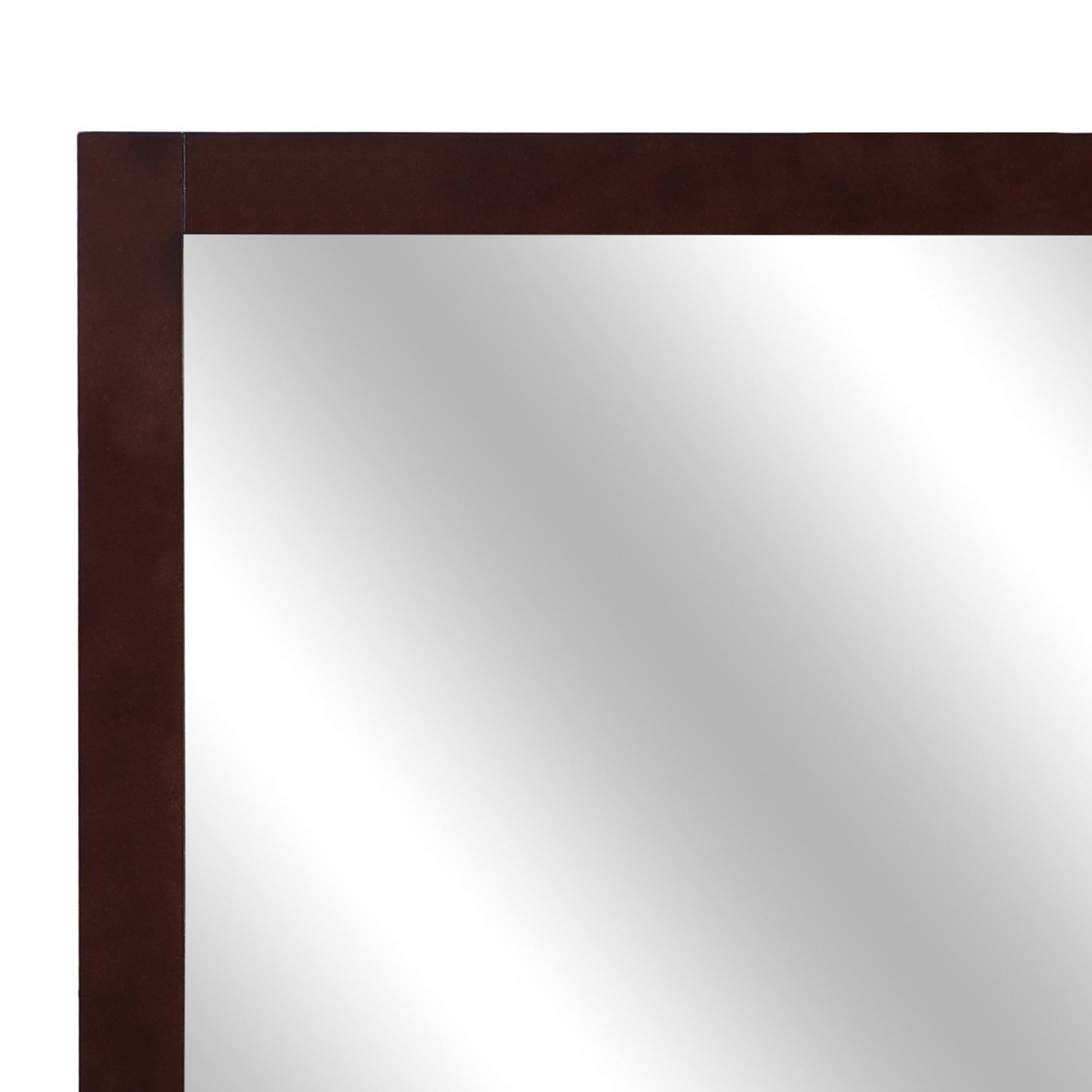 Benzara Cherry Brown Transitional Style Square Mirror Wooden Frame
