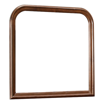 Benzara Cherry Brown and Silver Arched Molded Design Wooden Frame Mirror