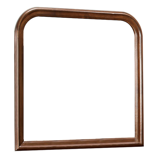 Benzara Cherry Brown and Silver Arched Molded Design Wooden Frame Mirror