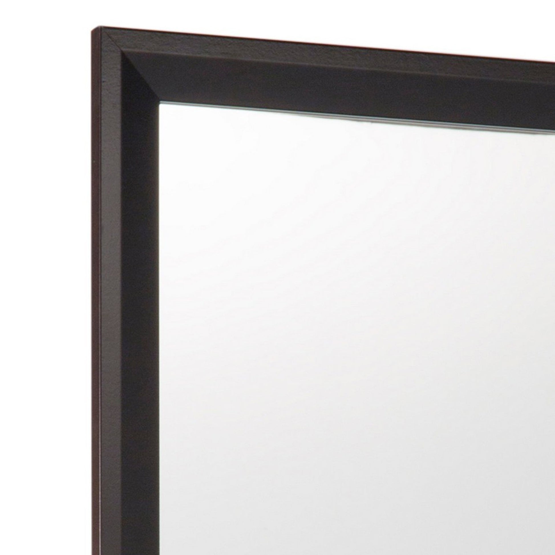 Benzara Cherry Brown and Silver Square Wooden Frame Mirror With Mounting Hardware