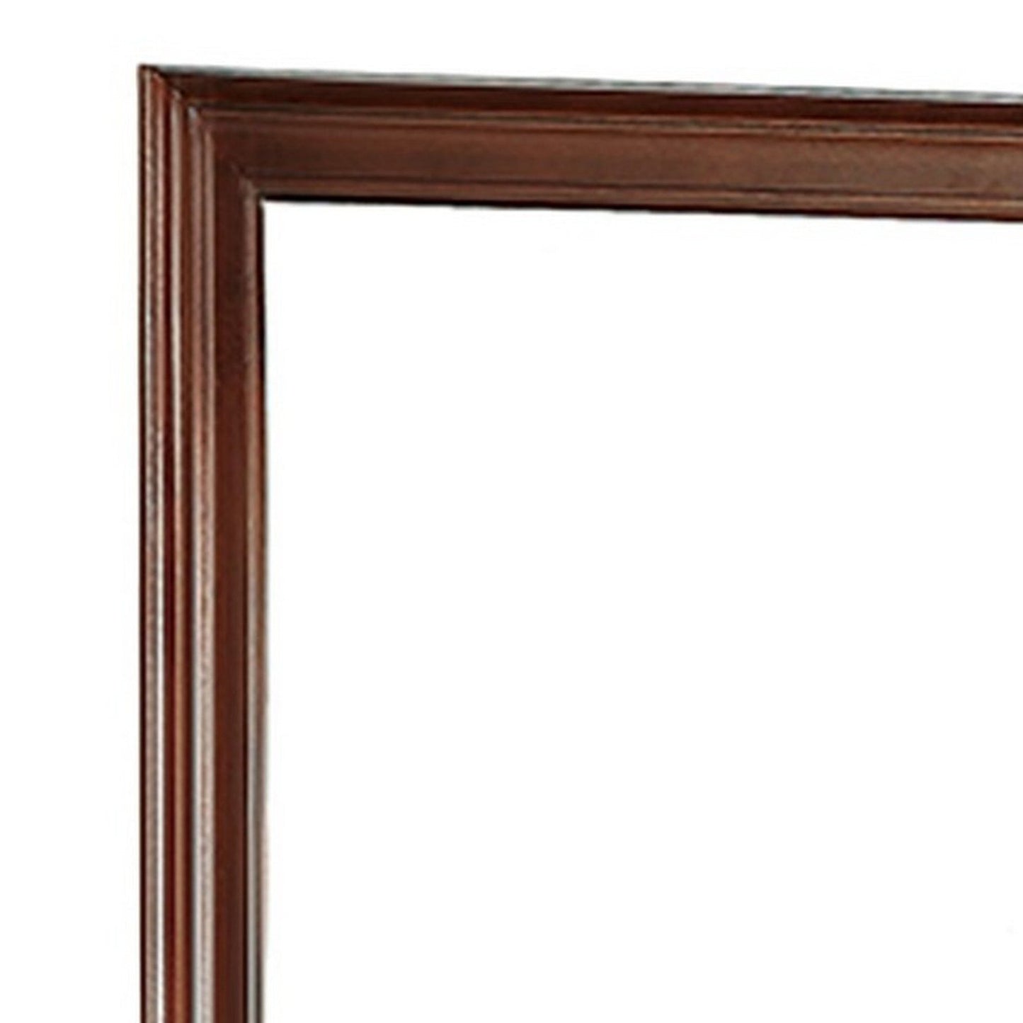 Benzara Cherry Brown and Silver Wooden Frame Mirror With Mounting Hardware