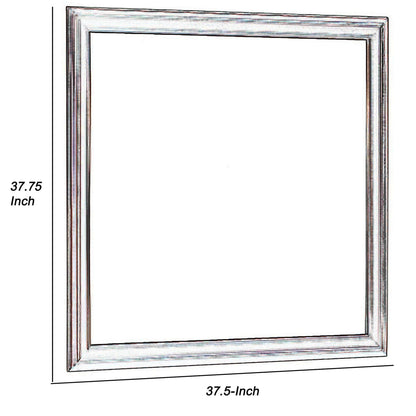 Benzara Cherry Brown and Silver Wooden Frame Mirror With Mounting Hardware