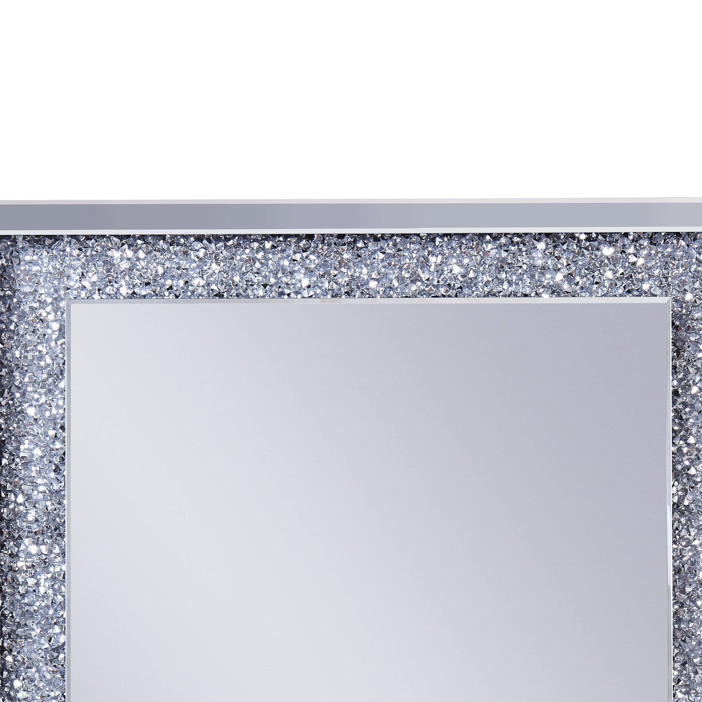 Benzara Clear Mirrored Wooden Frame Accent Wall Decor With Faux Crystal Inlay