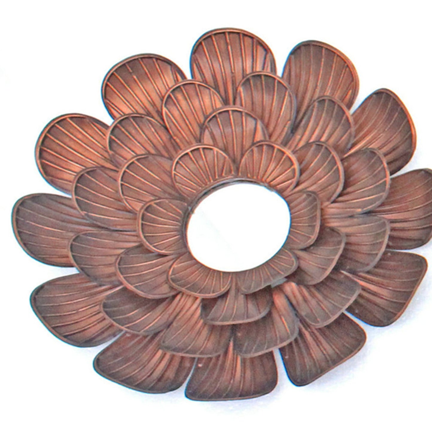 Benzara Copper Blooming Metal Flower Wall Decor Mirror, Set of 3