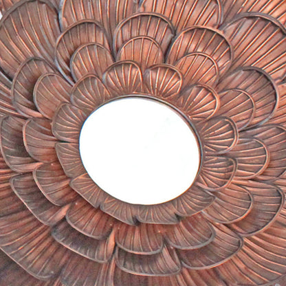 Benzara Copper Blooming Metal Flower Wall Decor Mirror, Set of 3