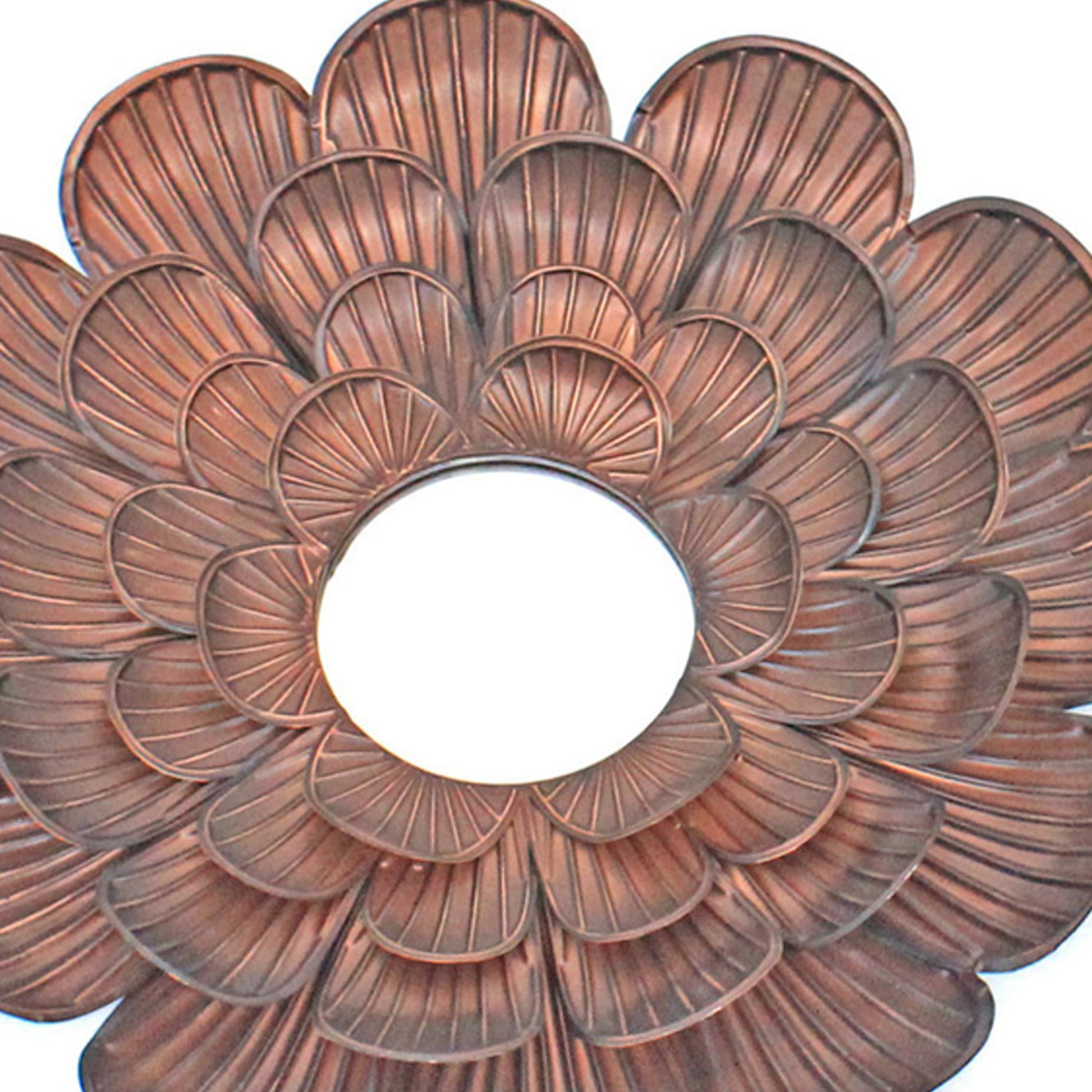 Benzara Copper Blooming Metal Flower Wall Decor Mirror, Set of 3