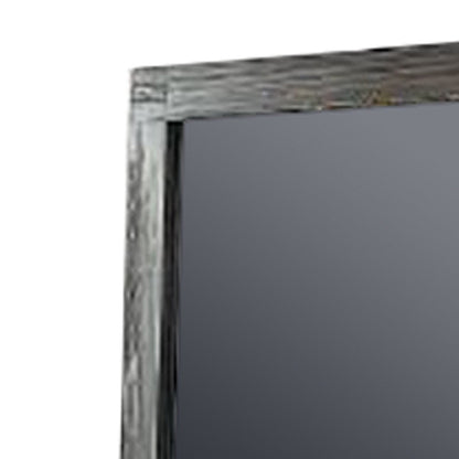 Benzara Dark Brown Wall Mirror With Rectangular Frame and Natural Wood Grain Details