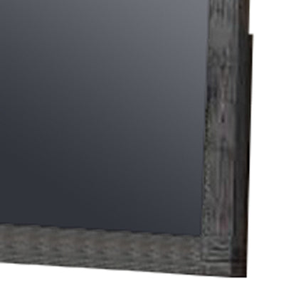 Benzara Dark Brown Wall Mirror With Rectangular Frame and Natural Wood Grain Details