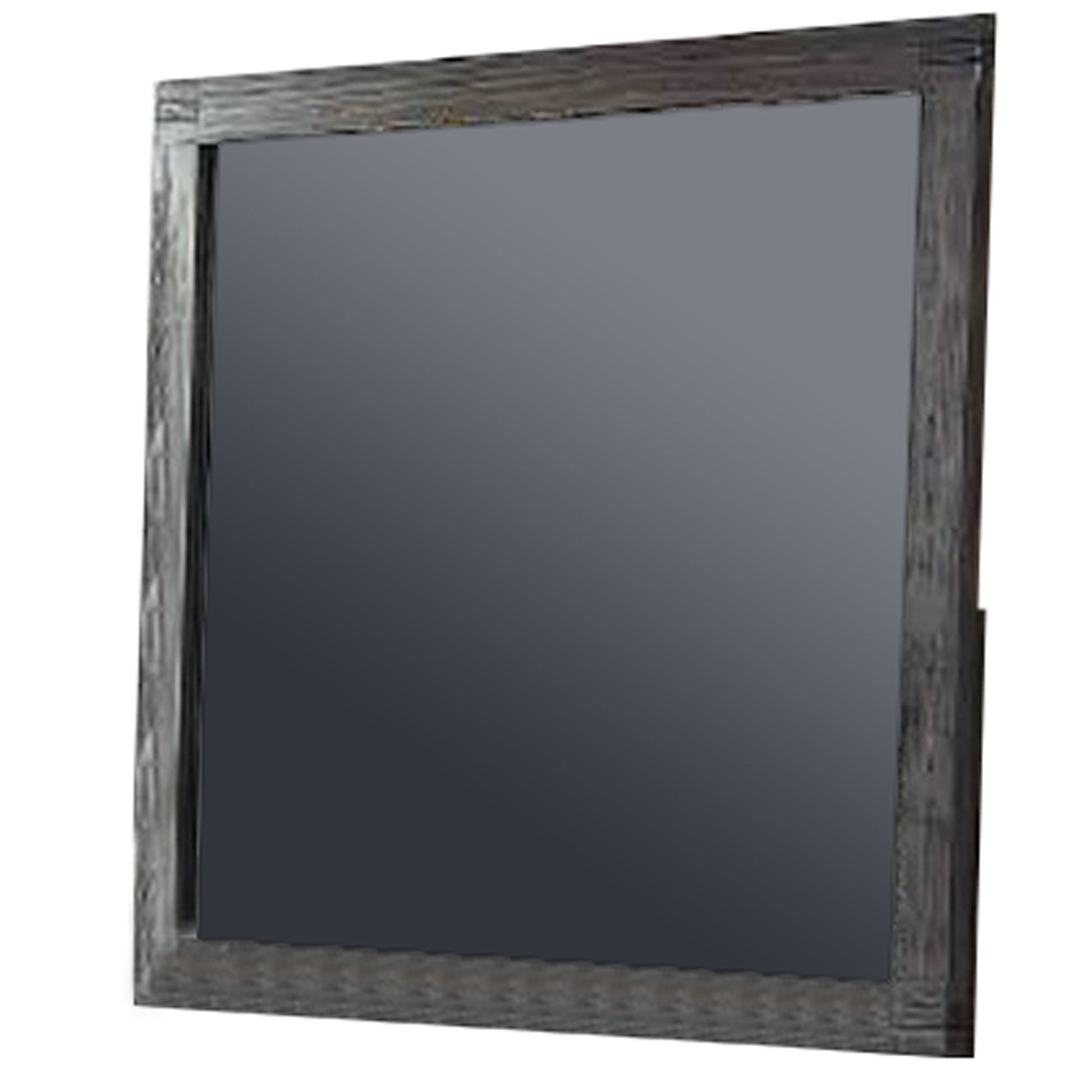 Benzara Dark Brown Wall Mirror With Rectangular Frame and Natural Wood Grain Details