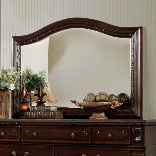 Benzara Dark Cherry Brown Wooden Beveled Mirror