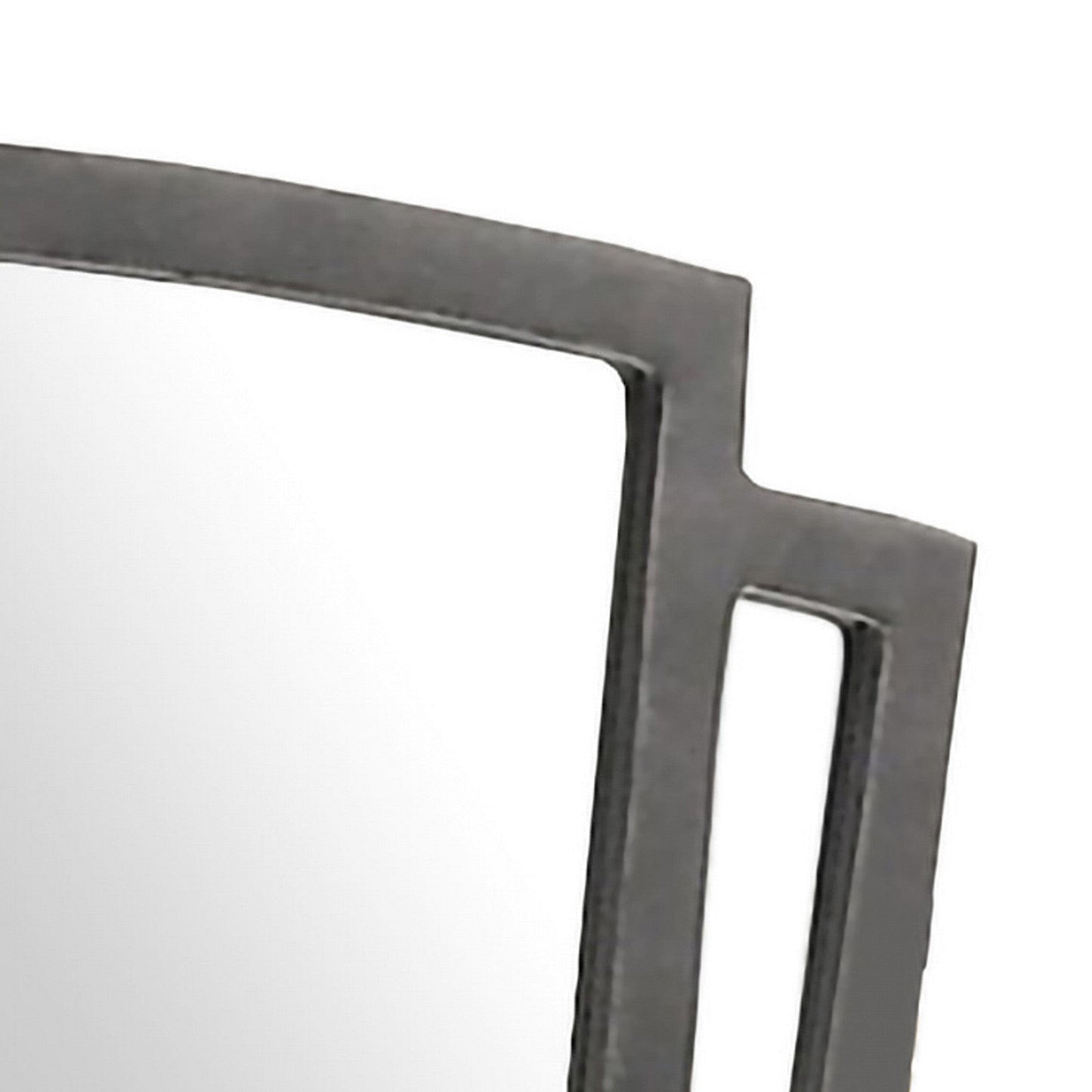 Benzara Dark Gray Tapered Fabric Frame Mirror With Mounting Hardware