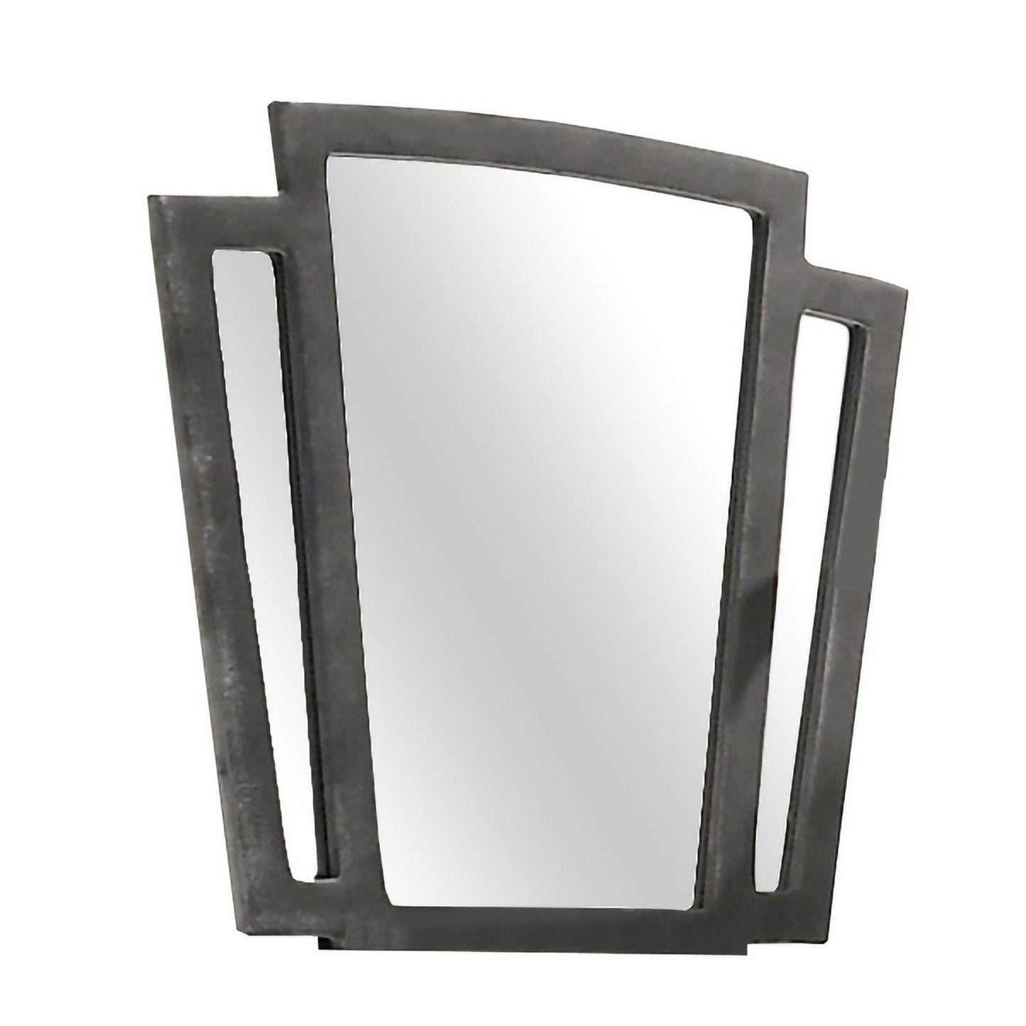Benzara Dark Gray Tapered Fabric Frame Mirror With Mounting Hardware