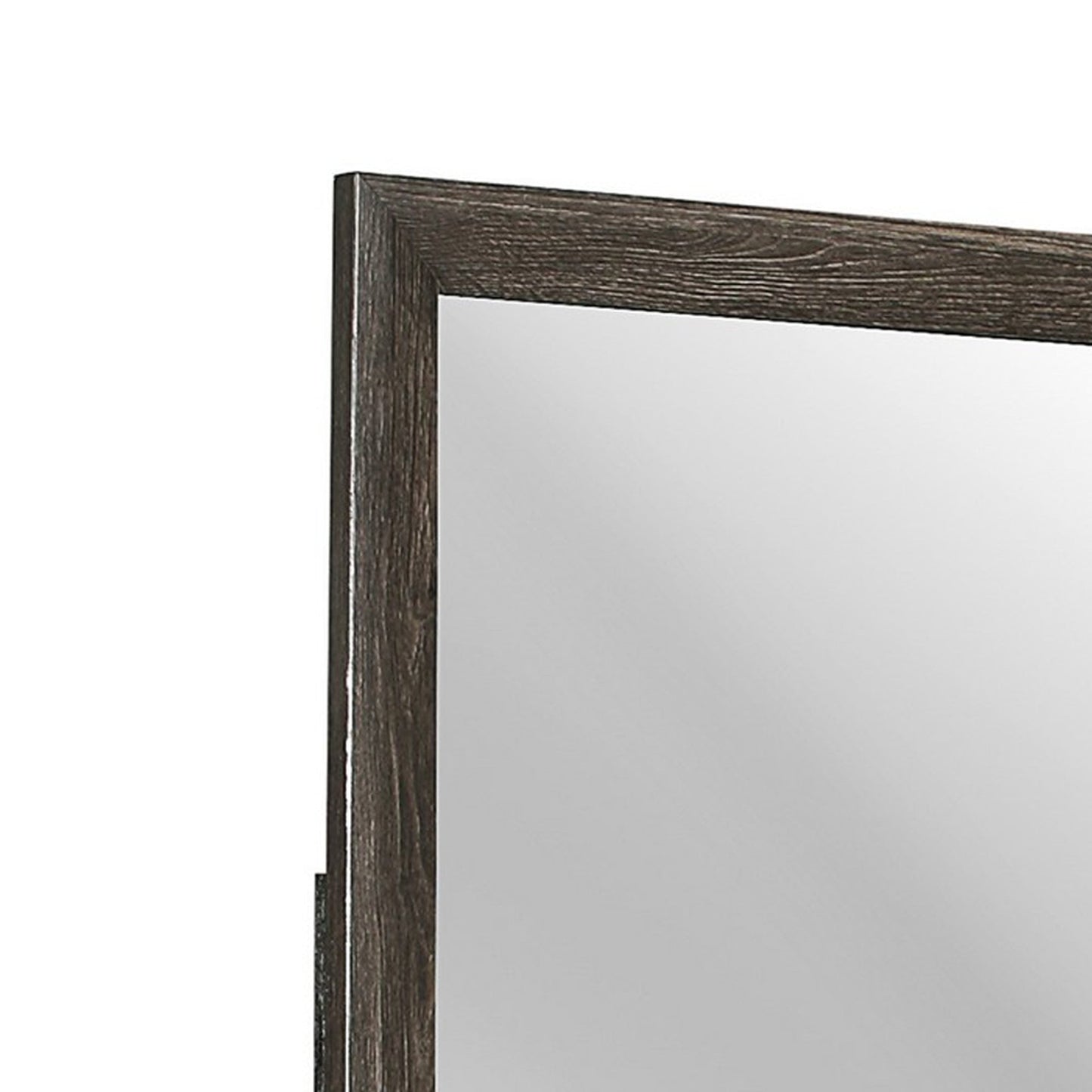 Benzara Dark Gray and Silver Square Wooden Frame Mirror With Mounting Hardware