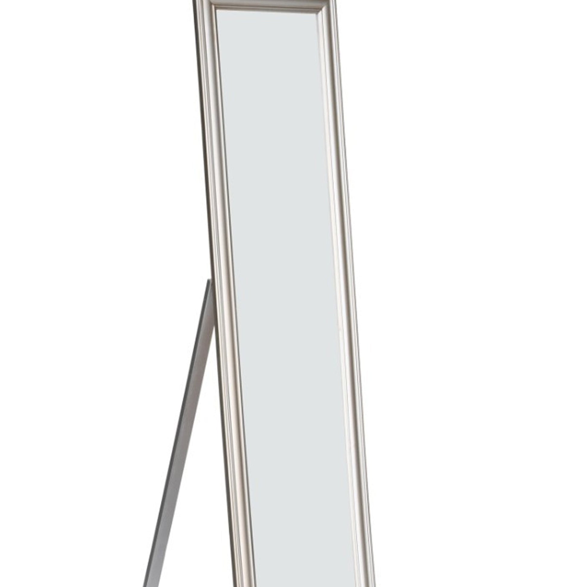 Benzara Elisabetta 63" Silver Full Length Standing Mirror With Decorative Design