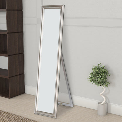 Benzara Elisabetta 63" Silver Full Length Standing Mirror With Decorative Design