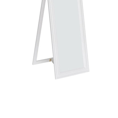 Benzara Elisabetta 63" White Full Length Standing Mirror With Decorative Design