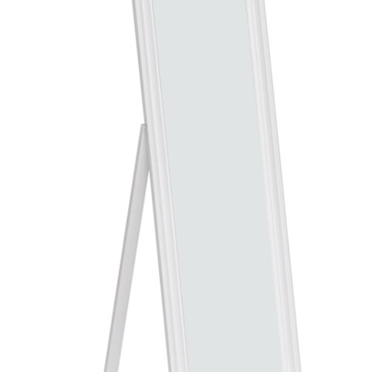 Benzara Elisabetta 63" White Full Length Standing Mirror With Decorative Design