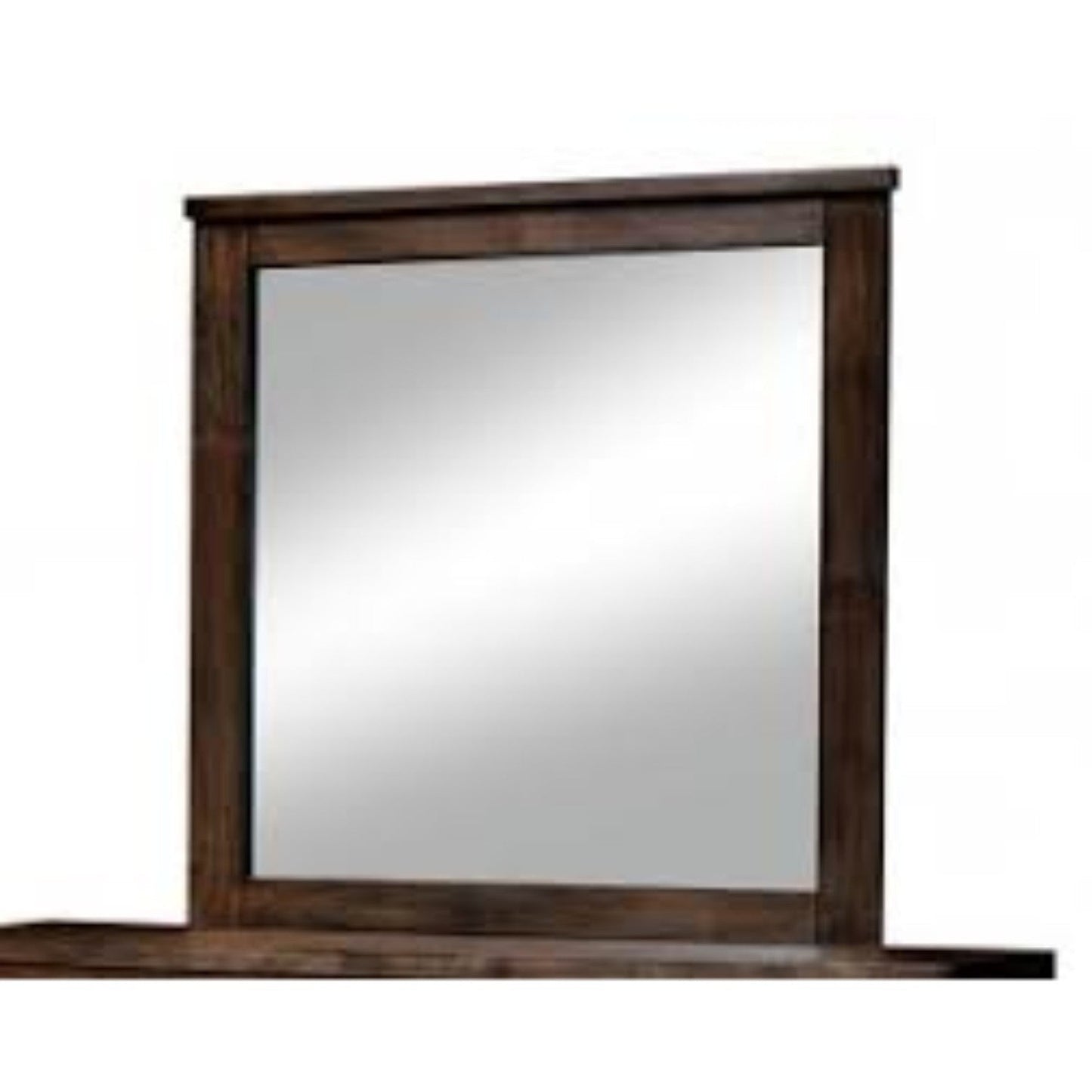 Benzara Elkton Oak Transitional Style Wooden Framed Wall Mirror