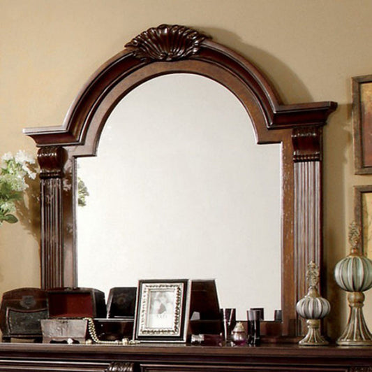Benzara Esperia Brown Cherry Luxurious English Style Wooden Framed Wall Mirror
