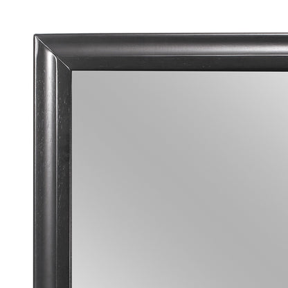 Benzara Espresso Wooden Frame Rectangular Mirror Molded Details